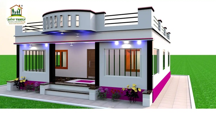 Middle Class Village Single Floor Home Front Design